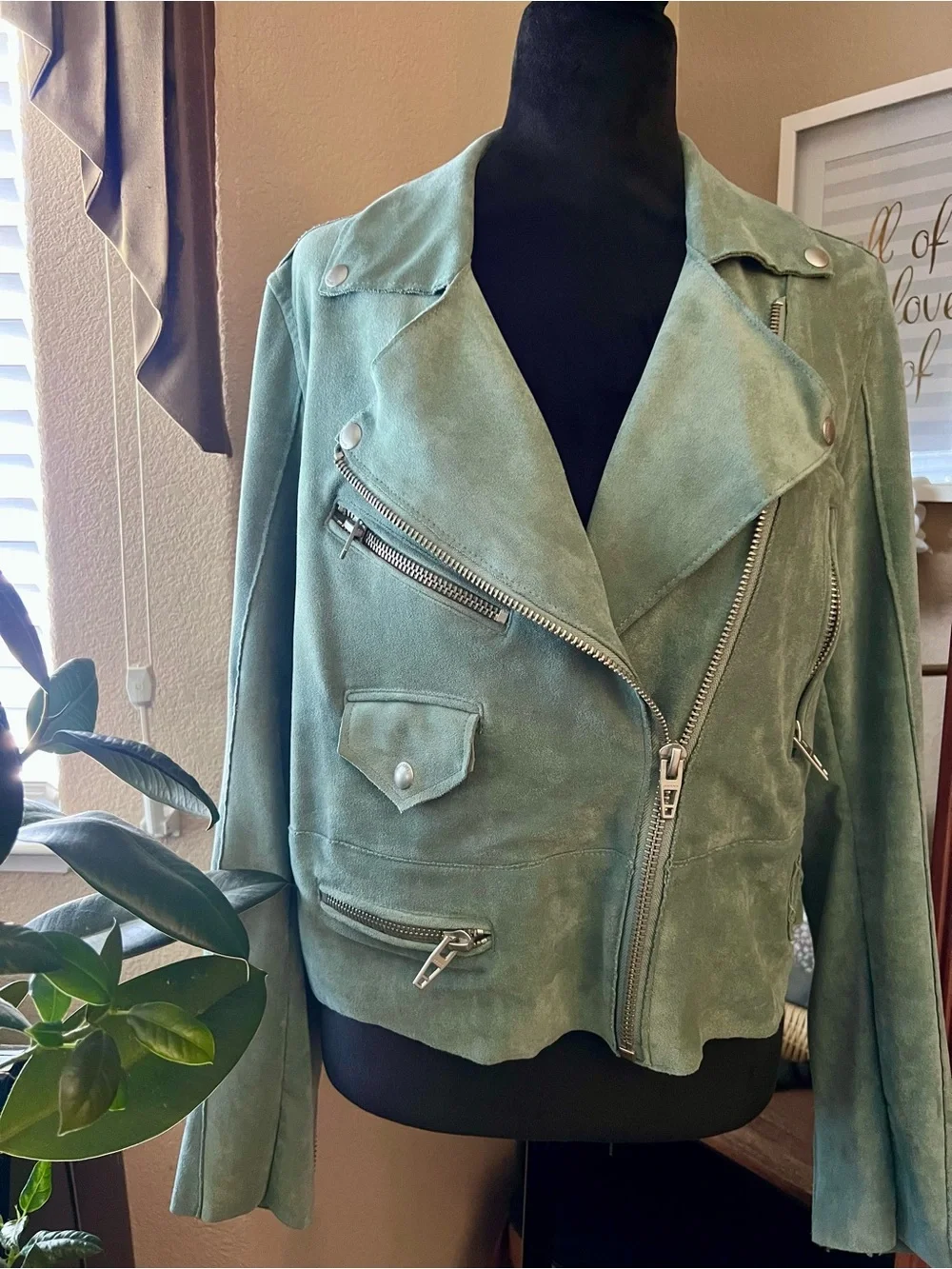 Blank NYC Mint Green Suede Moto Jacket - Picture 2 of 7